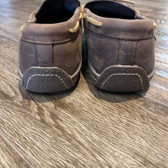 LL Bean Hand Sewn Slippers Mens 14 Dark Brown Moccasins Loafer Flannel Lined main image 10